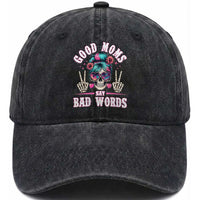 Skeleton Messy Bun Mom Washed Cotton Baseball Cap Good Moms Say Bad Words