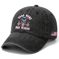 Skeleton Messy Bun Mom Washed Cotton Baseball Cap Good Moms Say Bad Words