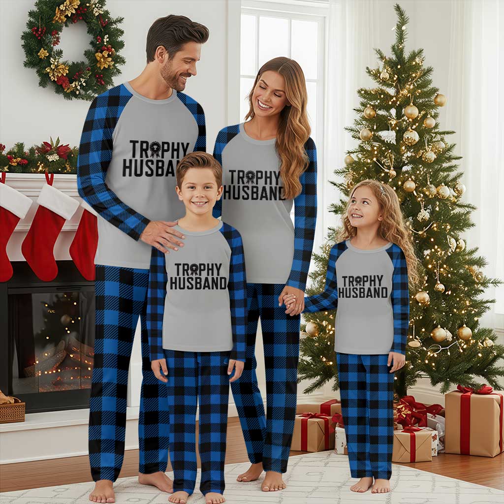 Funny Trophy Husband Plaid Pajama Set Sarcastic Marriage Quote