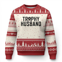 Funny Trophy Husband Ugly Christmas Sweater Sarcastic Marriage Quote