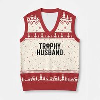 Funny Trophy Husband V-Neck Knit Sweater Vest Sarcastic Marriage Quote