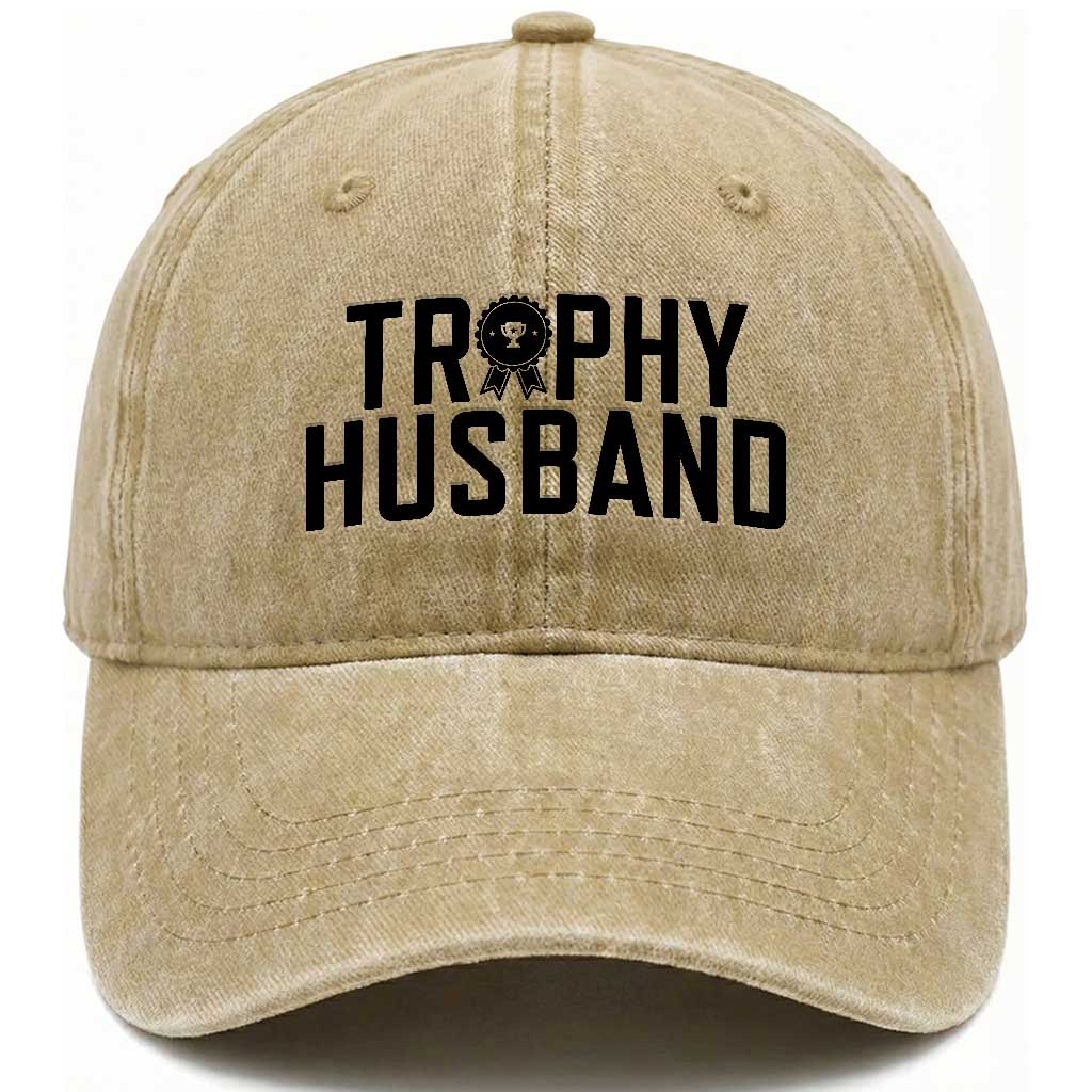 Funny Trophy Husband Washed Cotton Baseball Cap Sarcastic Marriage Quote