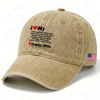 Funny Trophy Wife Quote Washed Cotton Baseball Cap Loving Gorgeous Smart Wife Appreciation Gift