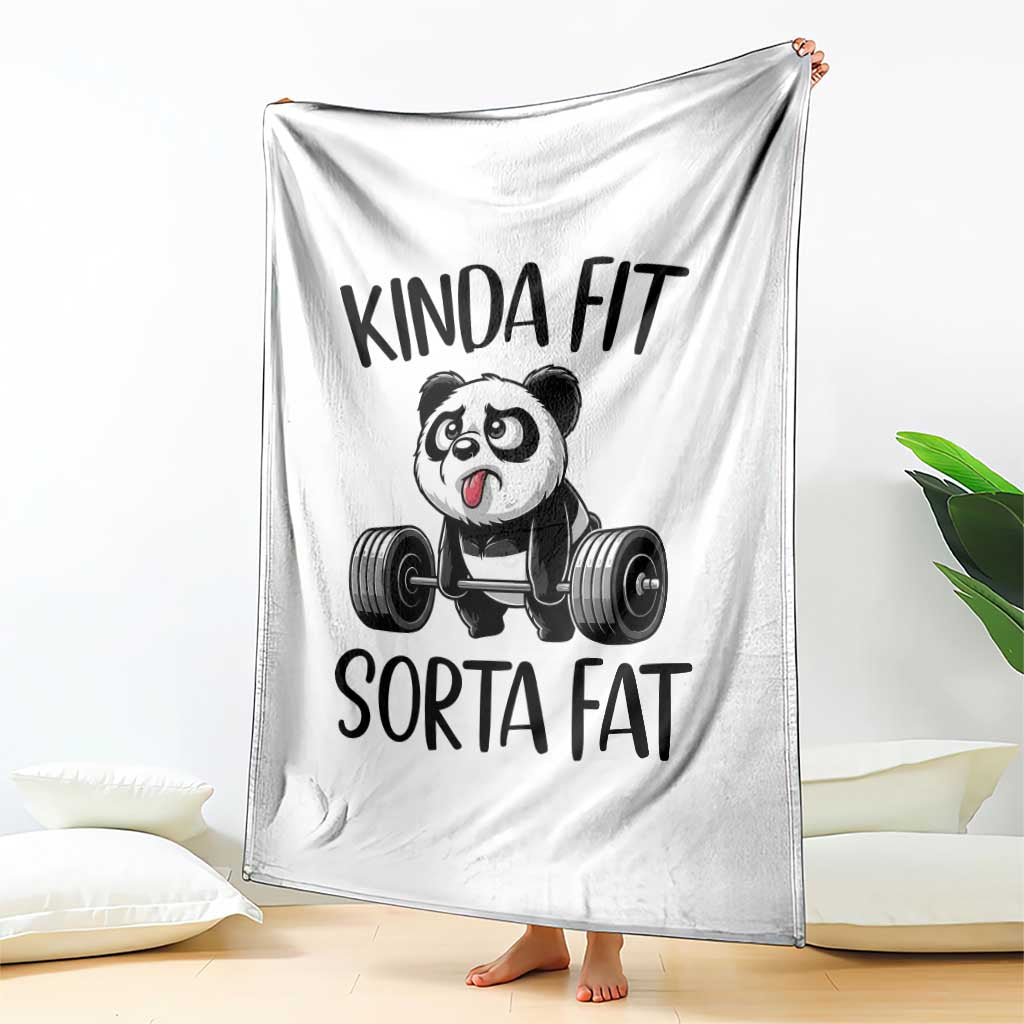 Funny Gym Panda Lover Throw Blanket Kinda Fit Sorta Fat
