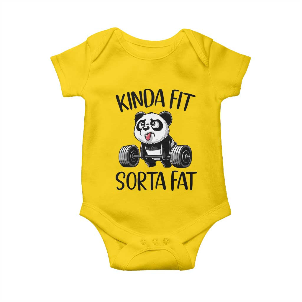 Funny Gym Panda Lover Baby Onesie Kinda Fit Sorta Fat