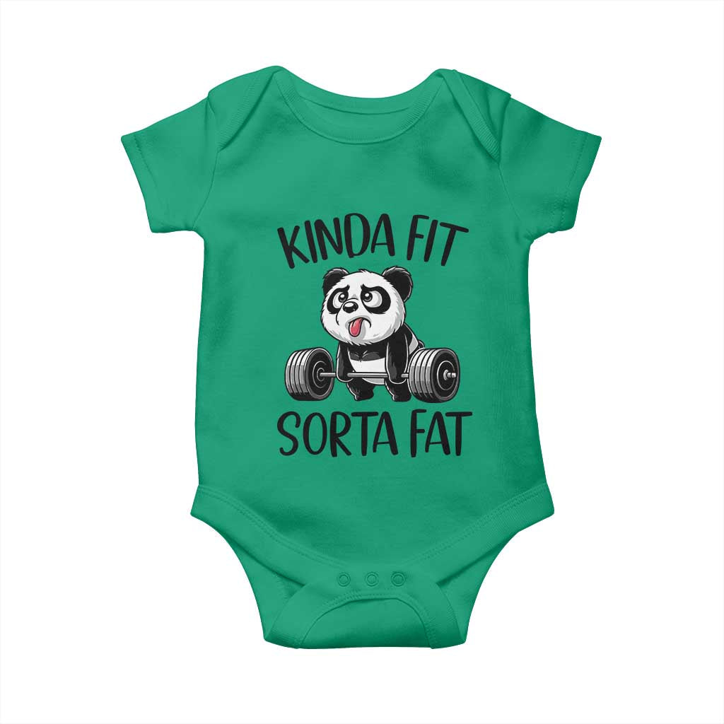 Funny Gym Panda Lover Baby Onesie Kinda Fit Sorta Fat