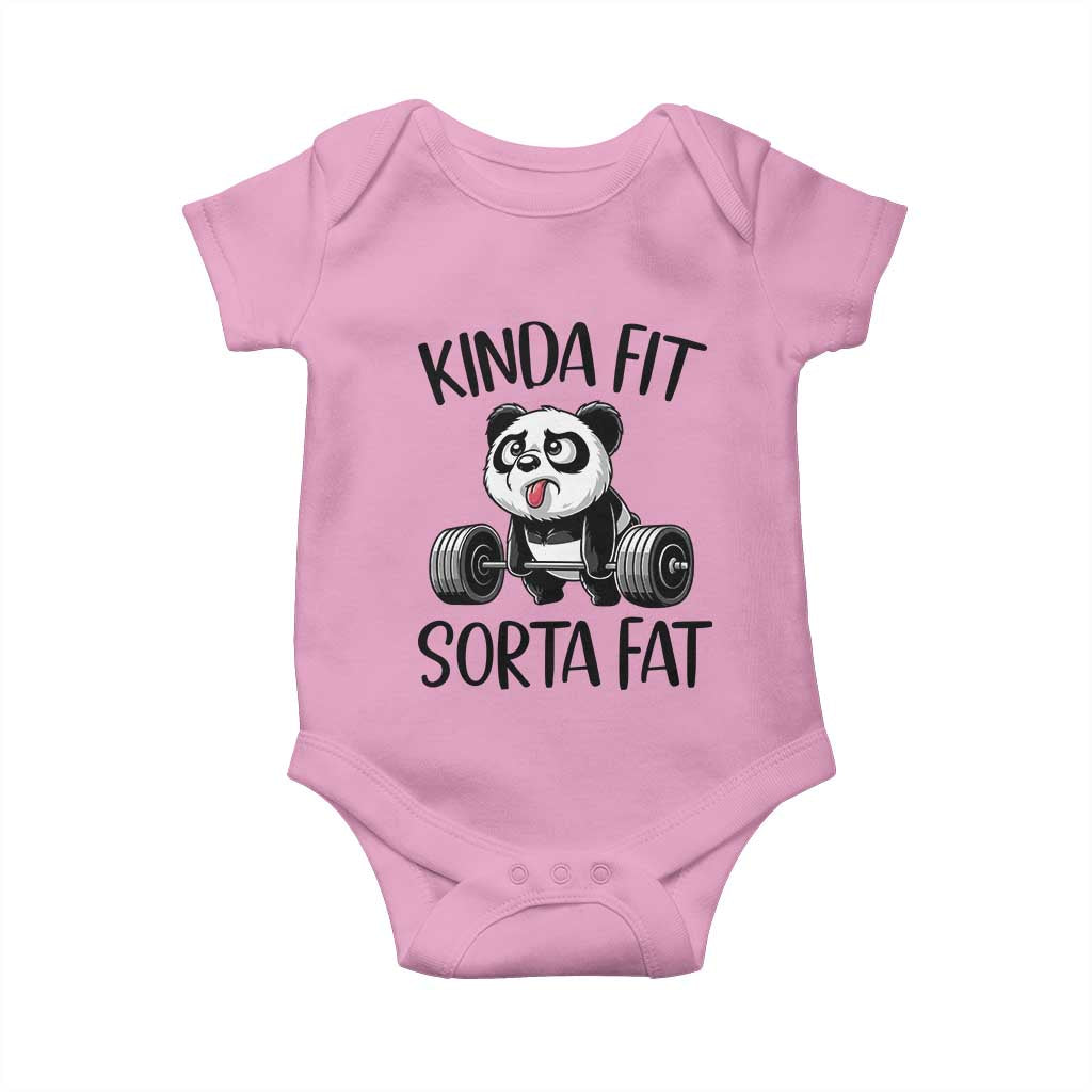Funny Gym Panda Lover Baby Onesie Kinda Fit Sorta Fat