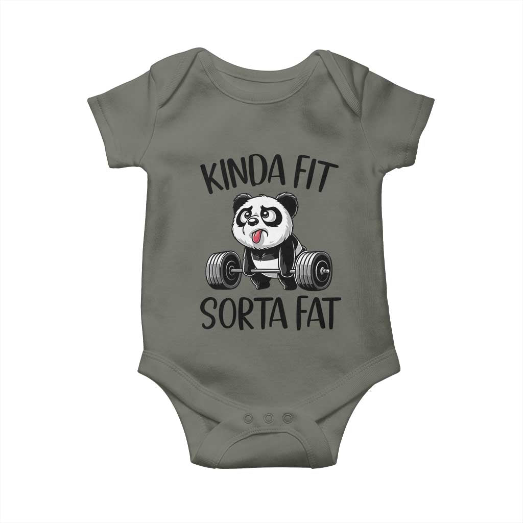 Funny Gym Panda Lover Baby Onesie Kinda Fit Sorta Fat