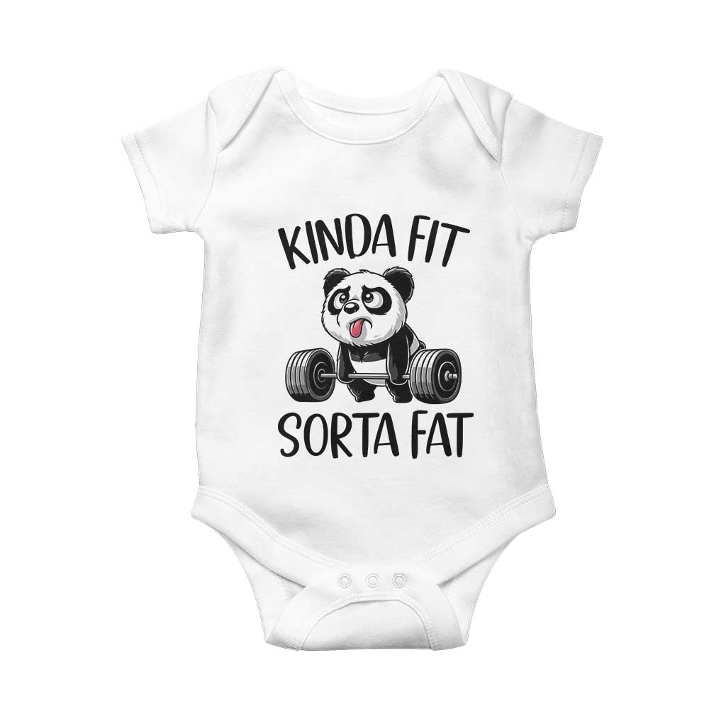 Funny Gym Panda Lover Baby Onesie Kinda Fit Sorta Fat