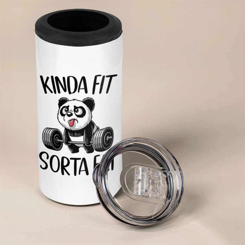 Funny Gym Panda Lover 4 in 1 Can Cooler Tumbler Kinda Fit Sorta Fat