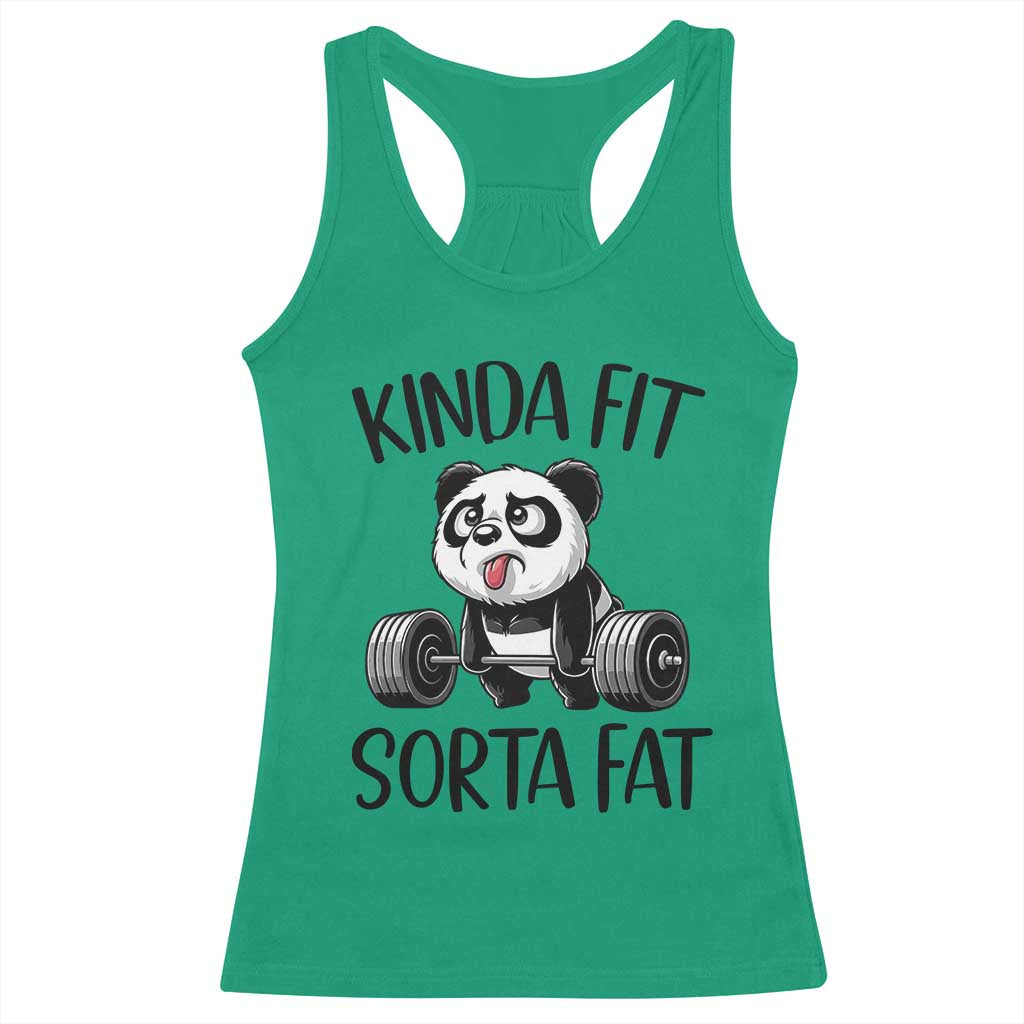 Funny Gym Panda Lover Racerback Tank Top Kinda Fit Sorta Fat