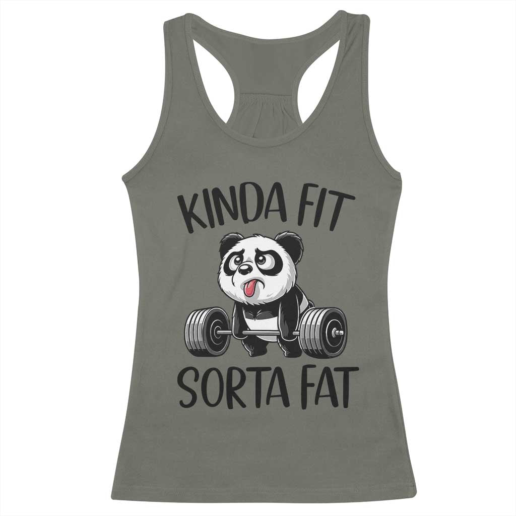 Funny Gym Panda Lover Racerback Tank Top Kinda Fit Sorta Fat