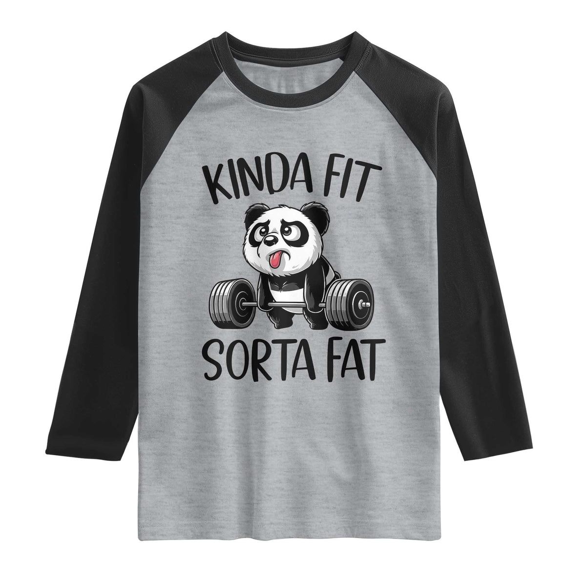 Funny Gym Panda Lover Raglan Shirt Kinda Fit Sorta Fat