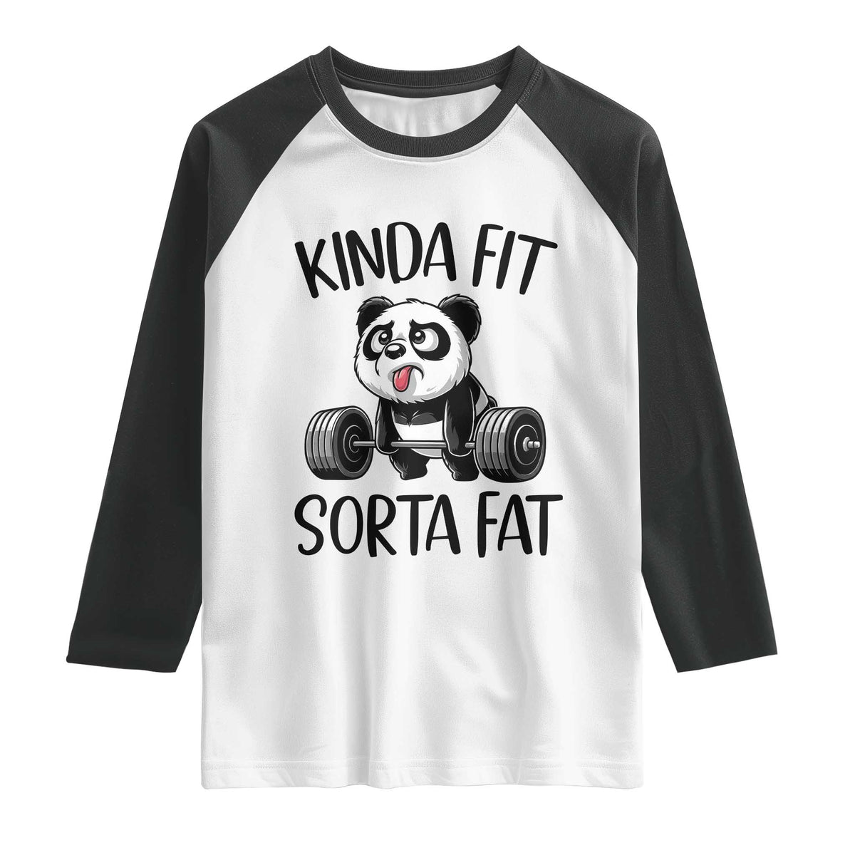 Funny Gym Panda Lover Raglan Shirt Kinda Fit Sorta Fat