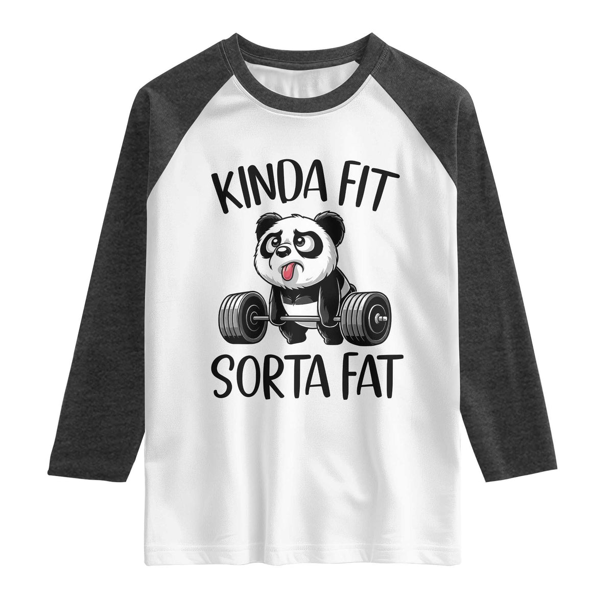 Funny Gym Panda Lover Raglan Shirt Kinda Fit Sorta Fat