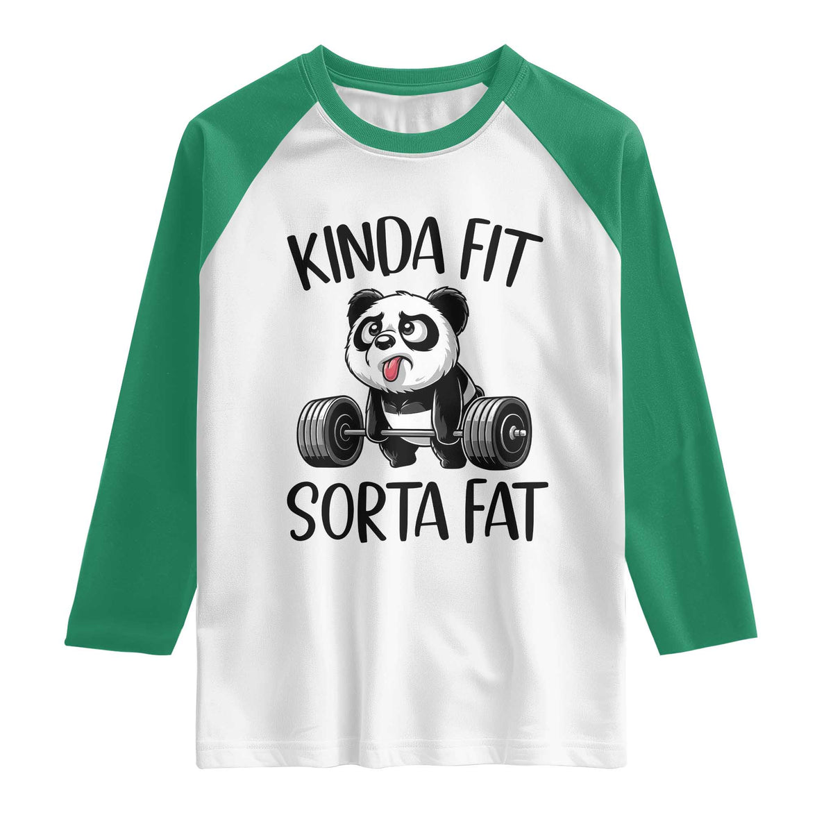 Funny Gym Panda Lover Raglan Shirt Kinda Fit Sorta Fat