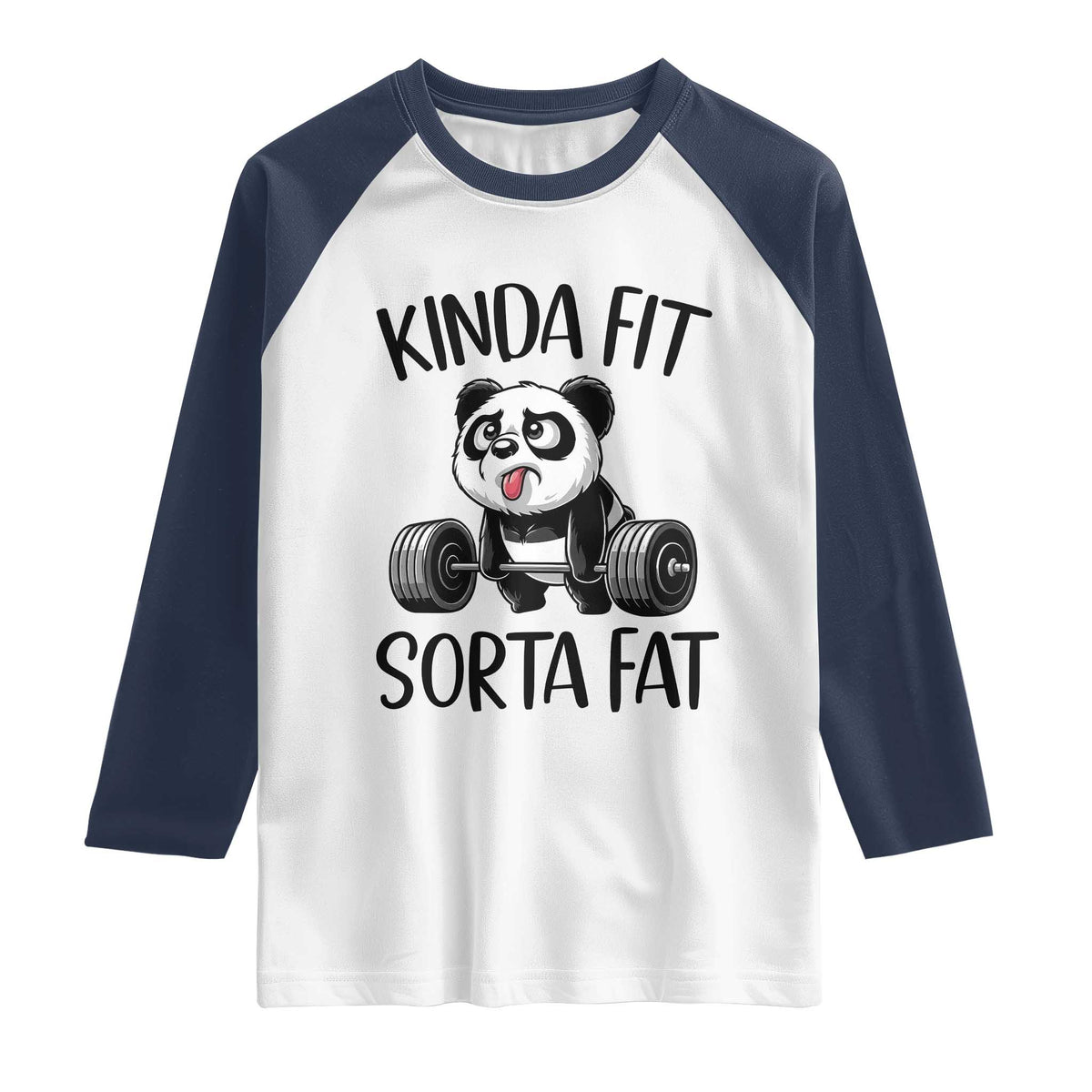 Funny Gym Panda Lover Raglan Shirt Kinda Fit Sorta Fat