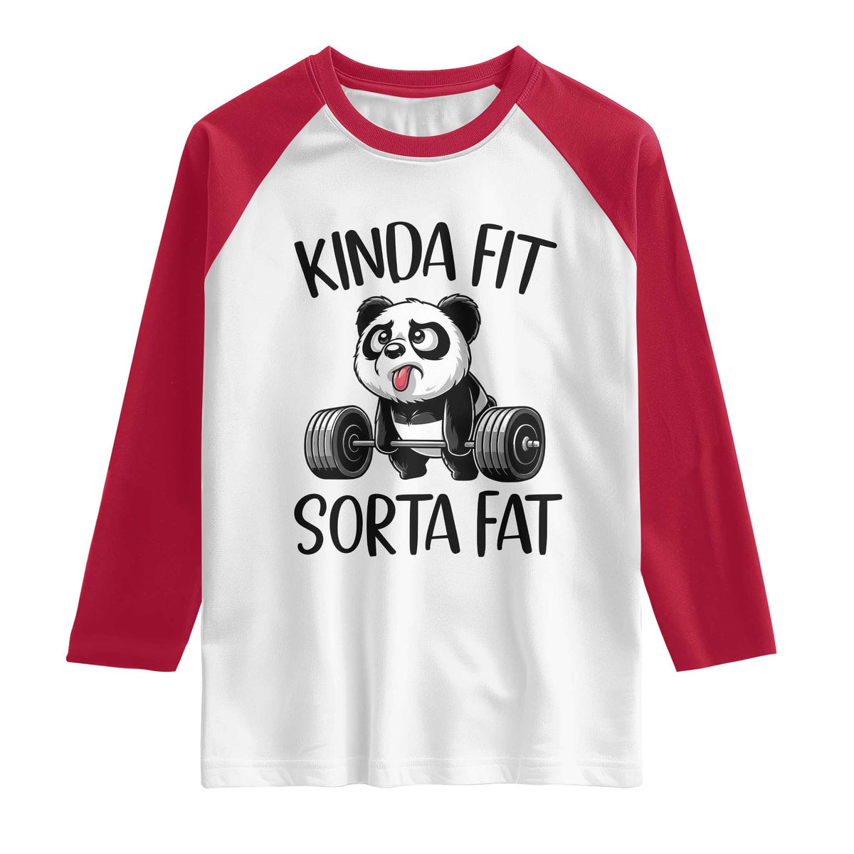 Funny Gym Panda Lover Raglan Shirt Kinda Fit Sorta Fat