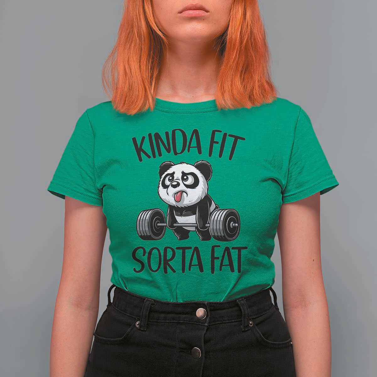 Funny Gym Panda Lover T Shirt For Women Kinda Fit Sorta Fat