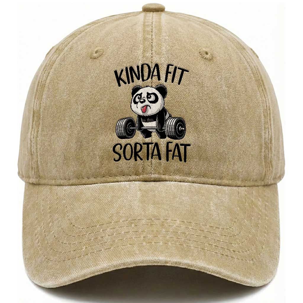 Funny Gym Panda Lover Washed Cotton Baseball Cap Kinda Fit Sorta Fat