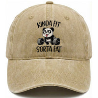 Funny Gym Panda Lover Washed Cotton Baseball Cap Kinda Fit Sorta Fat
