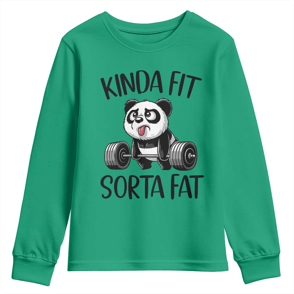 Funny Gym Panda Lover Youth Sweatshirt Kinda Fit Sorta Fat