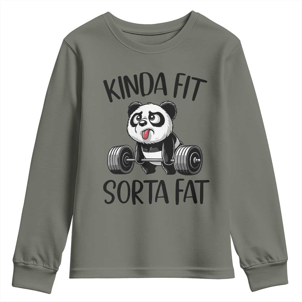 Funny Gym Panda Lover Youth Sweatshirt Kinda Fit Sorta Fat