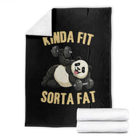 Funny Panda Weightlifting Workout Throw Blanket Kinda Fit Sorta Fat