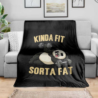 Funny Panda Weightlifting Workout Throw Blanket Kinda Fit Sorta Fat