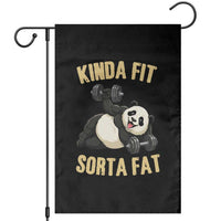 Funny Panda Weightlifting Workout Garden Flag Kinda Fit Sorta Fat