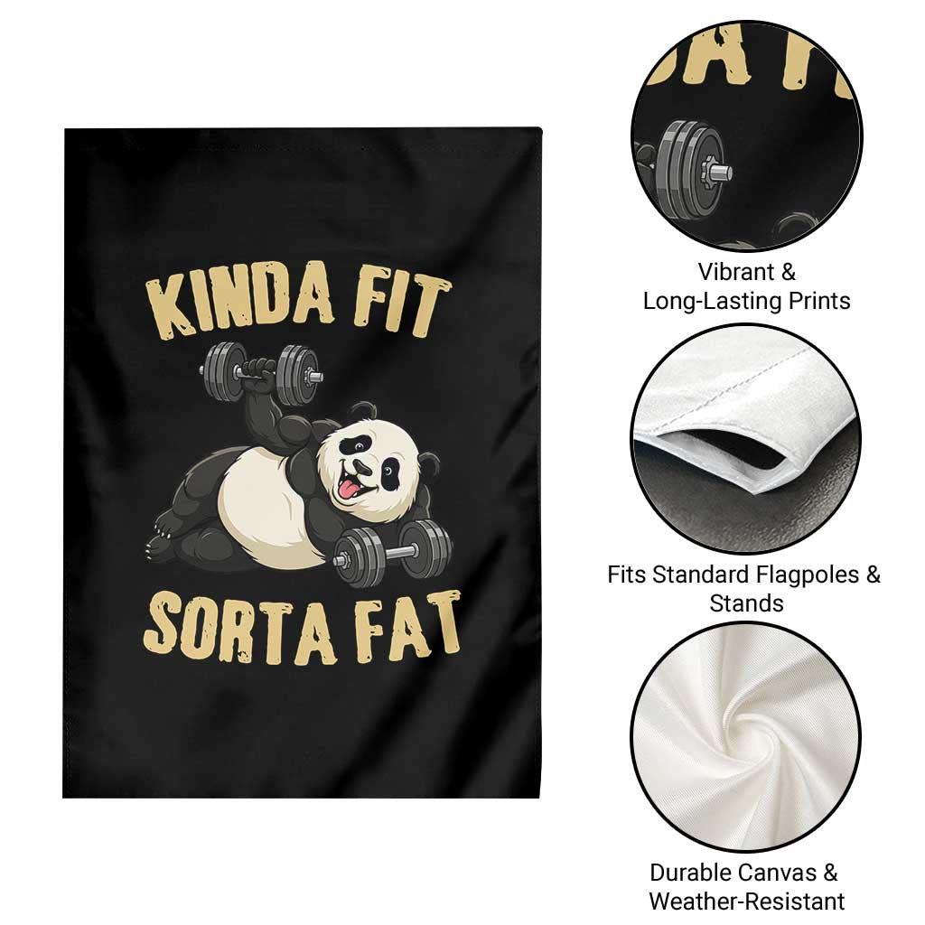 Funny Panda Weightlifting Workout Garden Flag Kinda Fit Sorta Fat