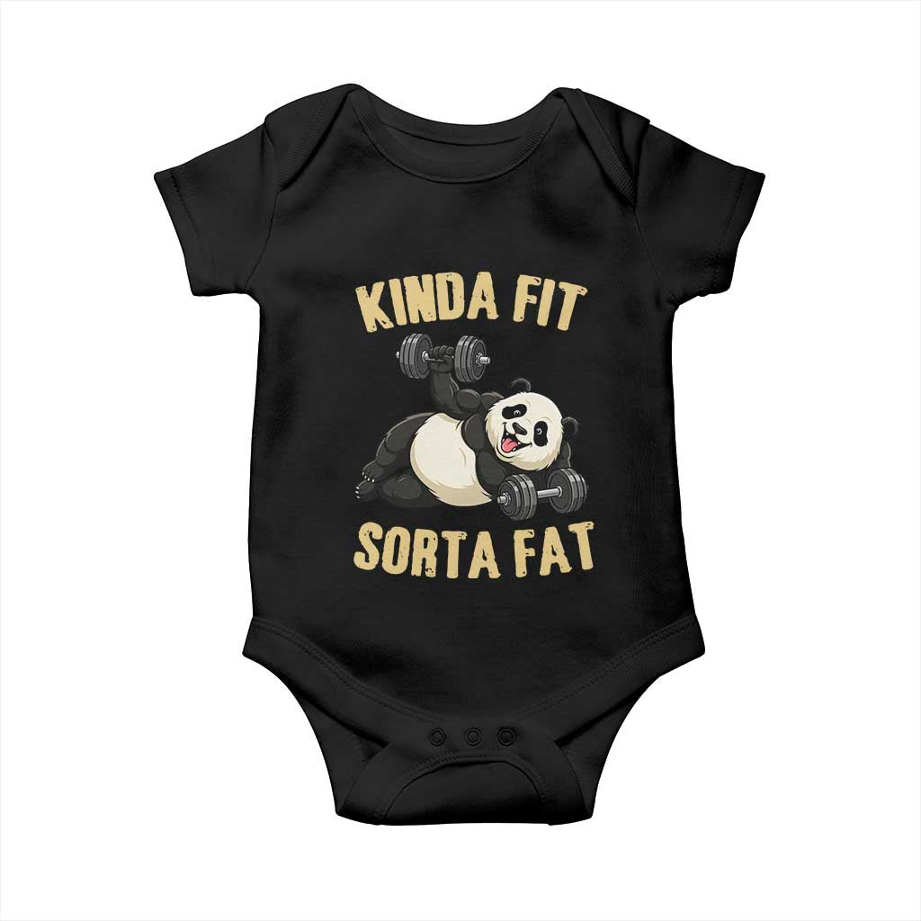 Funny Panda Weightlifting Workout Baby Onesie Kinda Fit Sorta Fat