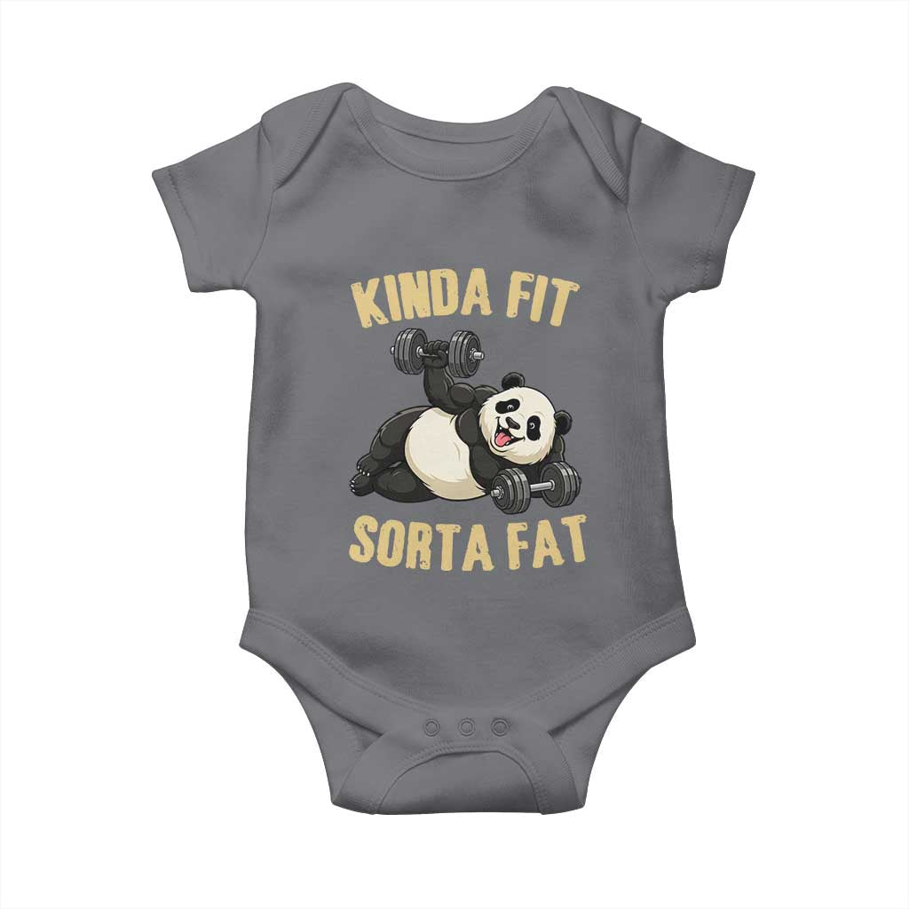 Funny Panda Weightlifting Workout Baby Onesie Kinda Fit Sorta Fat