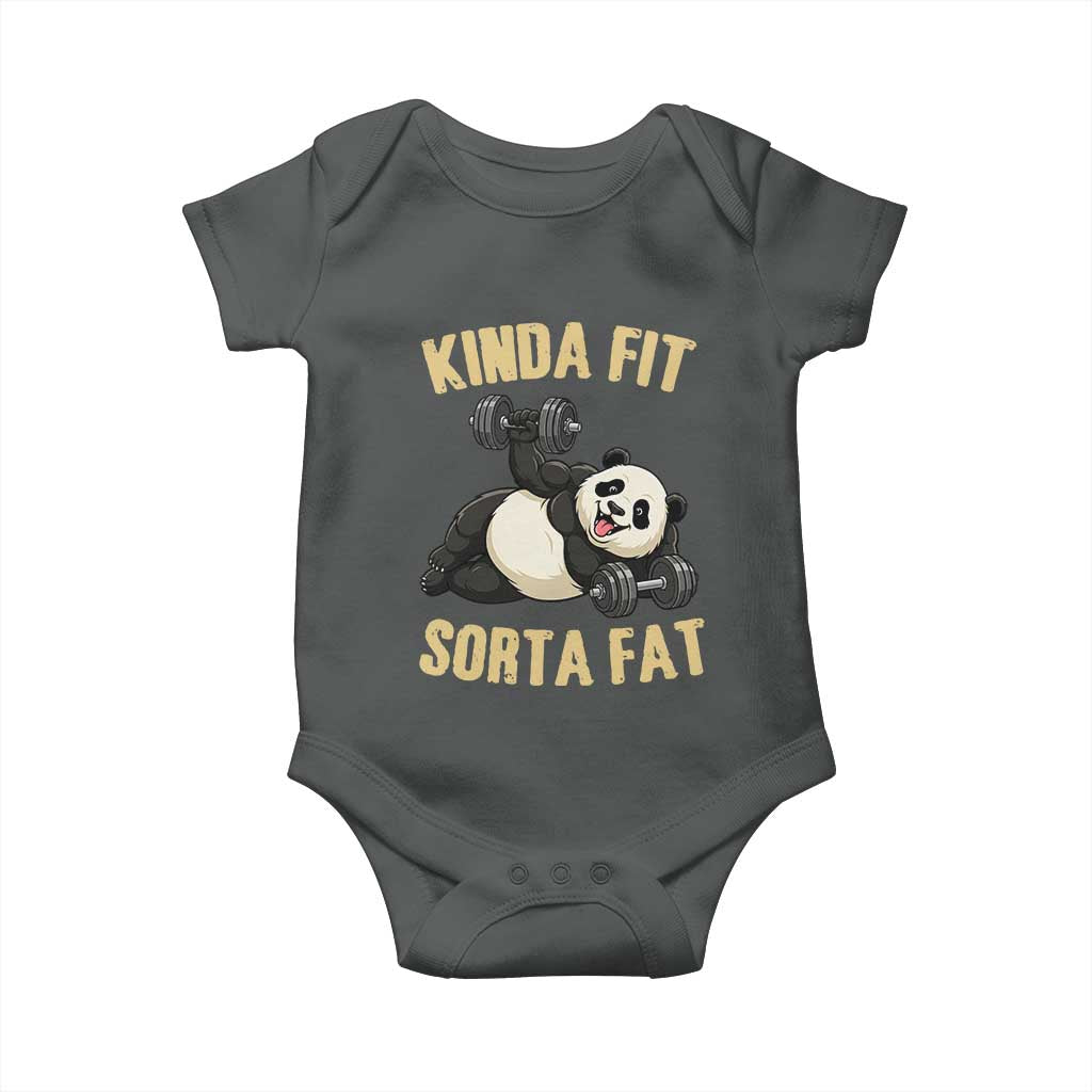 Funny Panda Weightlifting Workout Baby Onesie Kinda Fit Sorta Fat