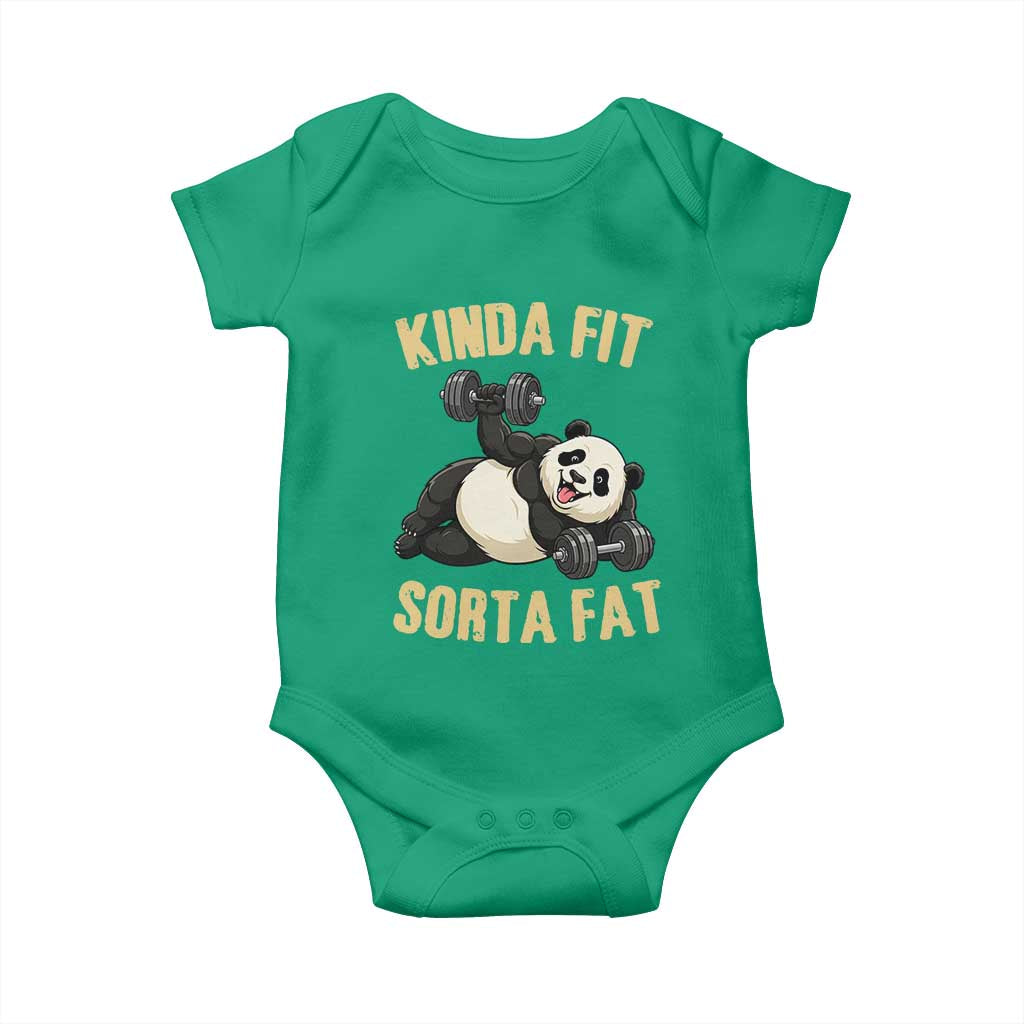 Funny Panda Weightlifting Workout Baby Onesie Kinda Fit Sorta Fat