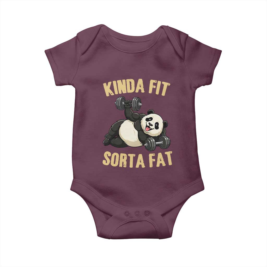 Funny Panda Weightlifting Workout Baby Onesie Kinda Fit Sorta Fat