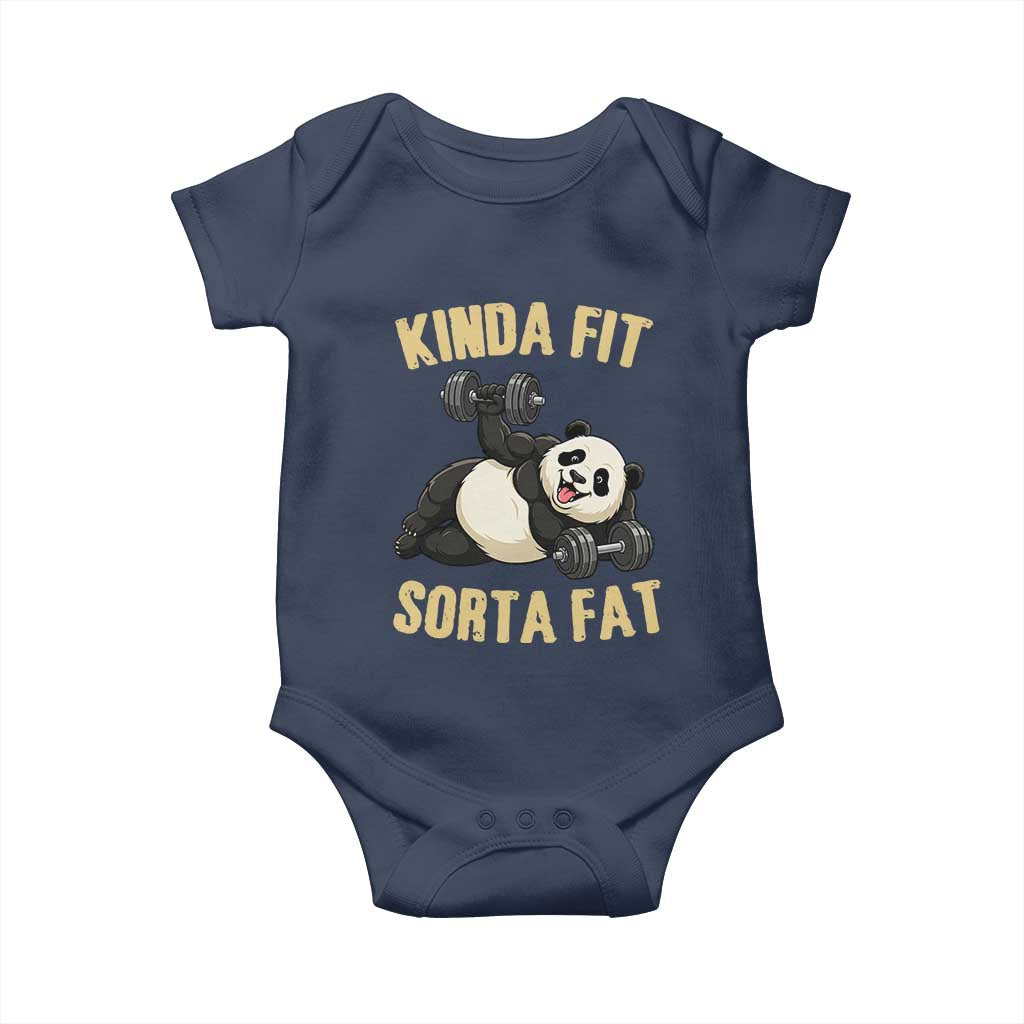 Funny Panda Weightlifting Workout Baby Onesie Kinda Fit Sorta Fat