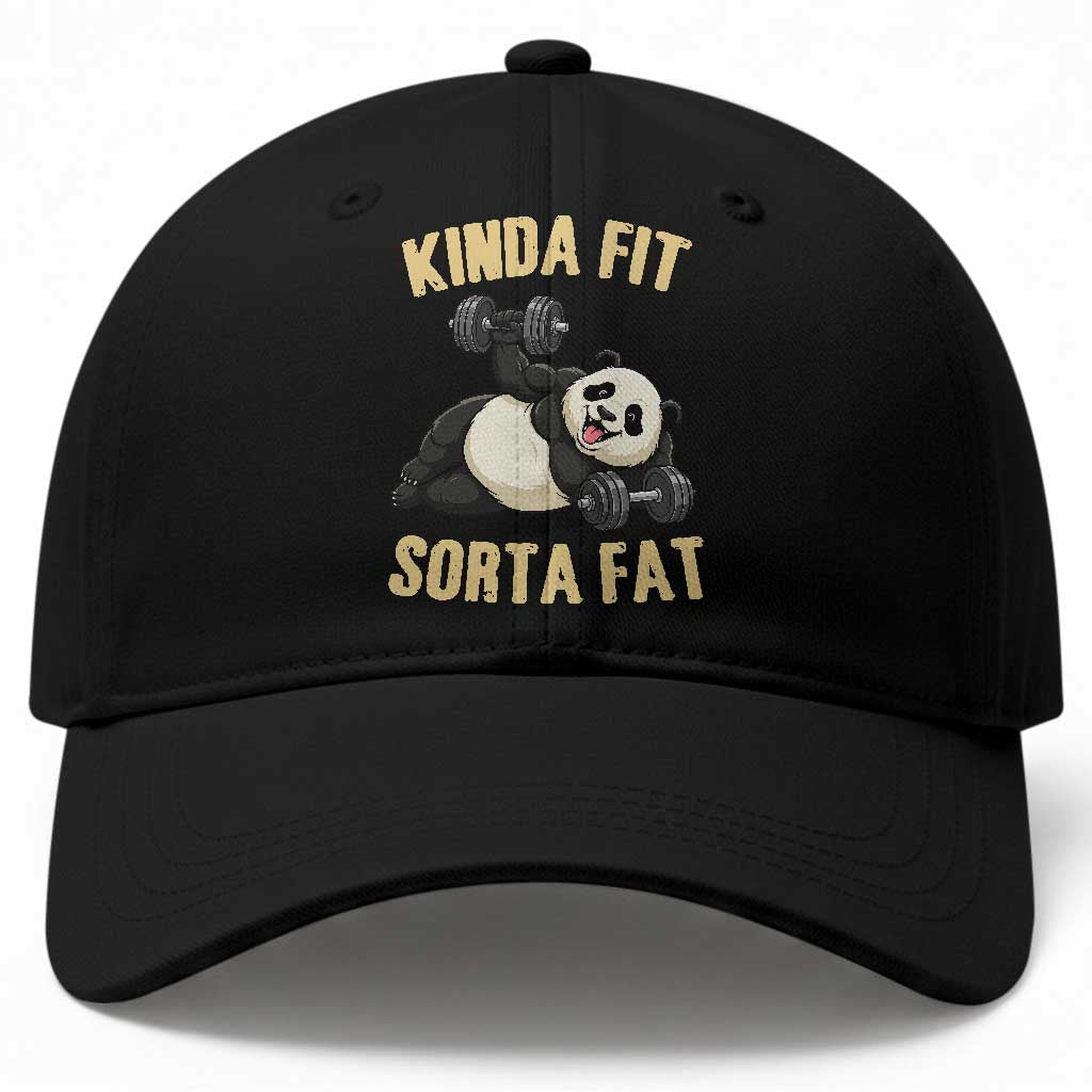 Funny Panda Weightlifting Workout Baseball Cap Kinda Fit Sorta Fat