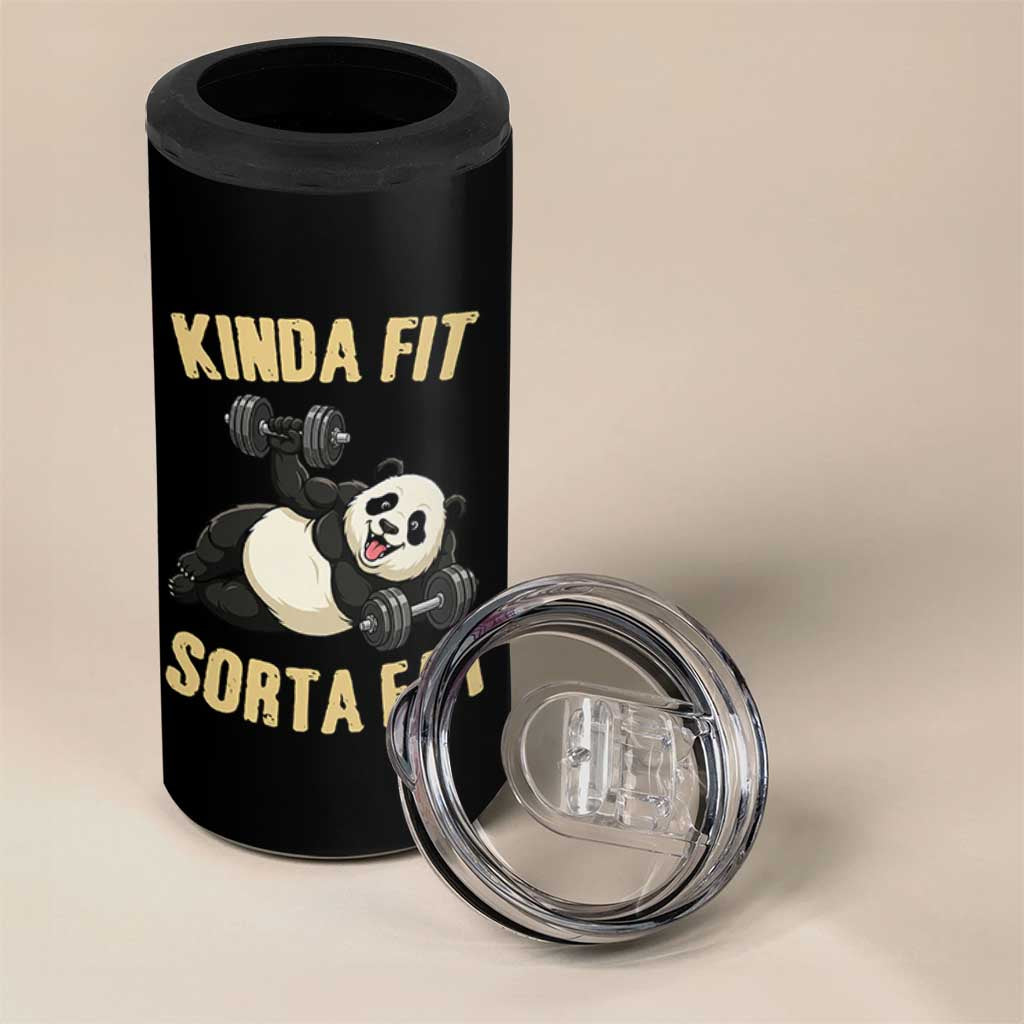 Funny Panda Weightlifting Workout 4 in 1 Can Cooler Tumbler Kinda Fit Sorta Fat