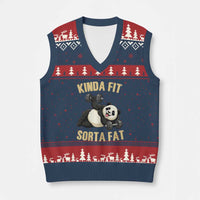 Funny Panda Weightlifting Workout V-Neck Knit Sweater Vest Kinda Fit Sorta Fat
