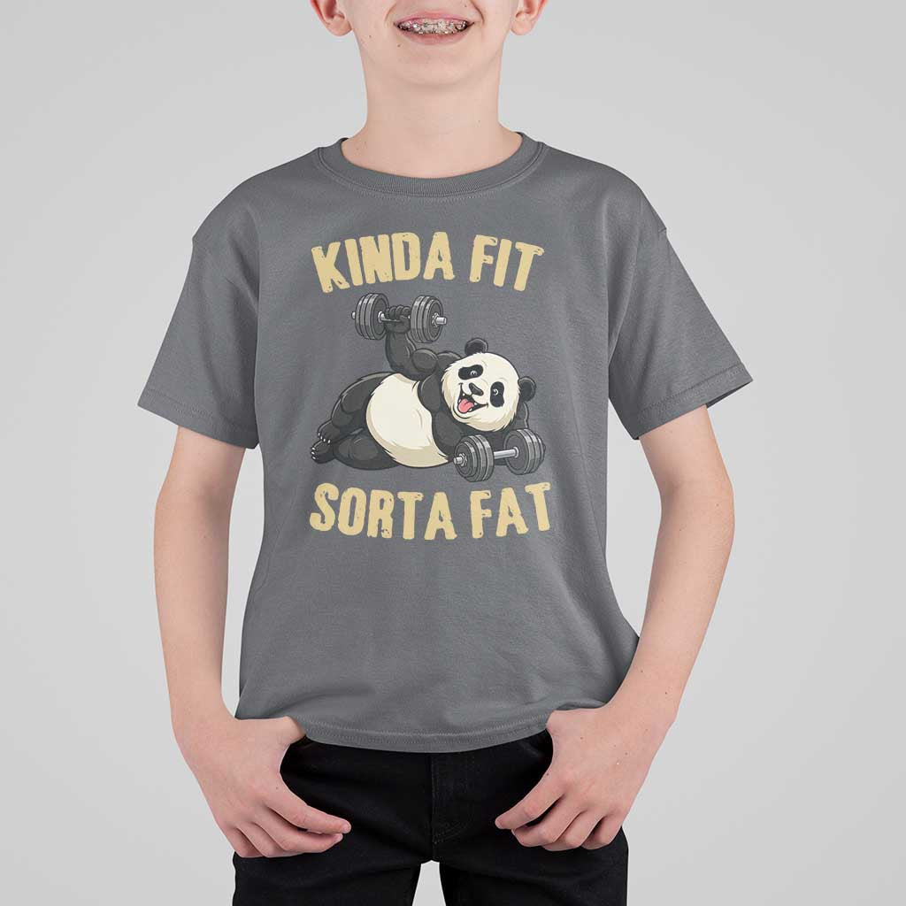 Funny Panda Weightlifting Workout T Shirt For Kid Kinda Fit Sorta Fat