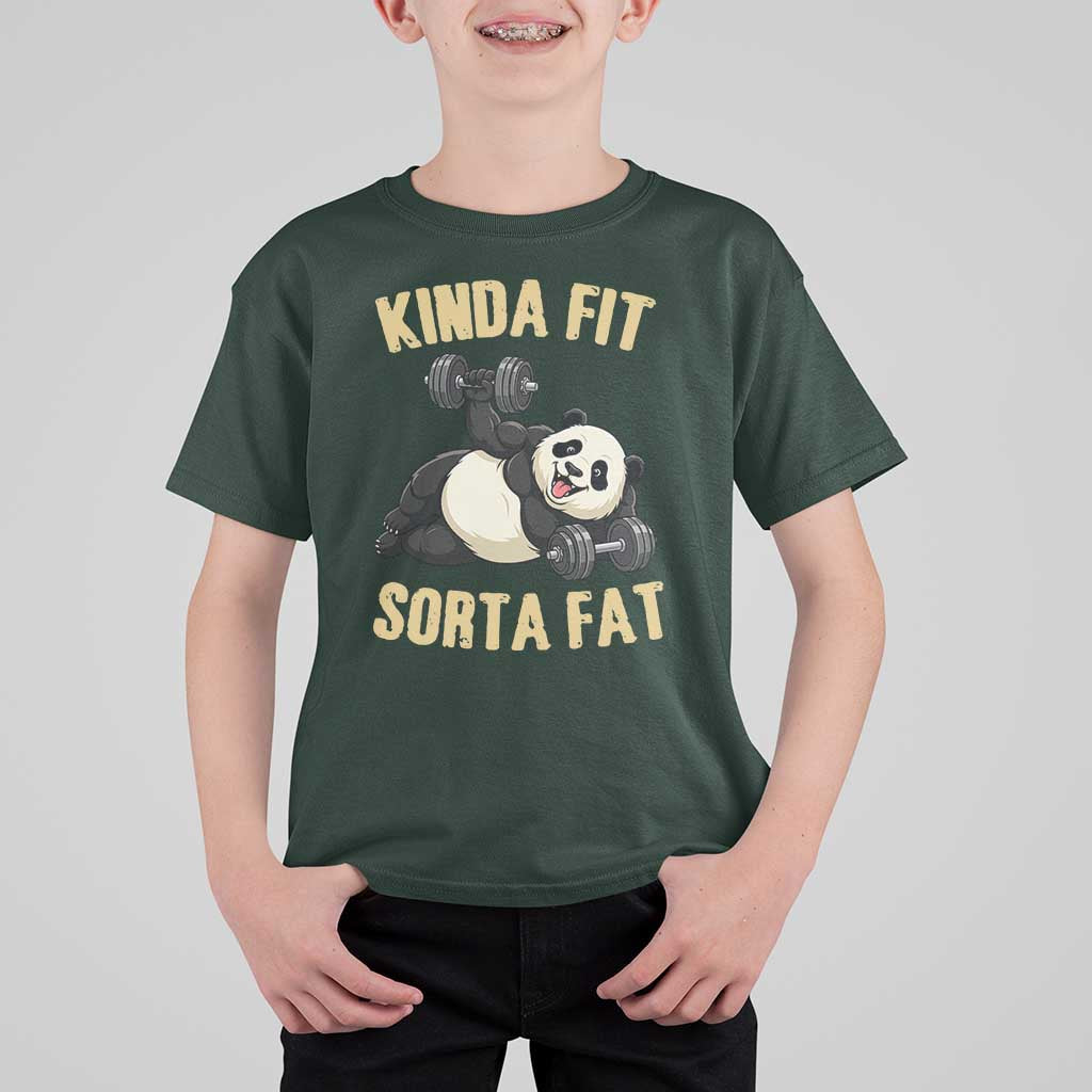 Funny Panda Weightlifting Workout T Shirt For Kid Kinda Fit Sorta Fat