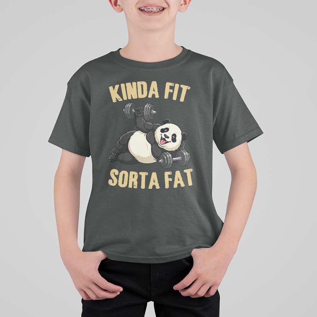 Funny Panda Weightlifting Workout T Shirt For Kid Kinda Fit Sorta Fat