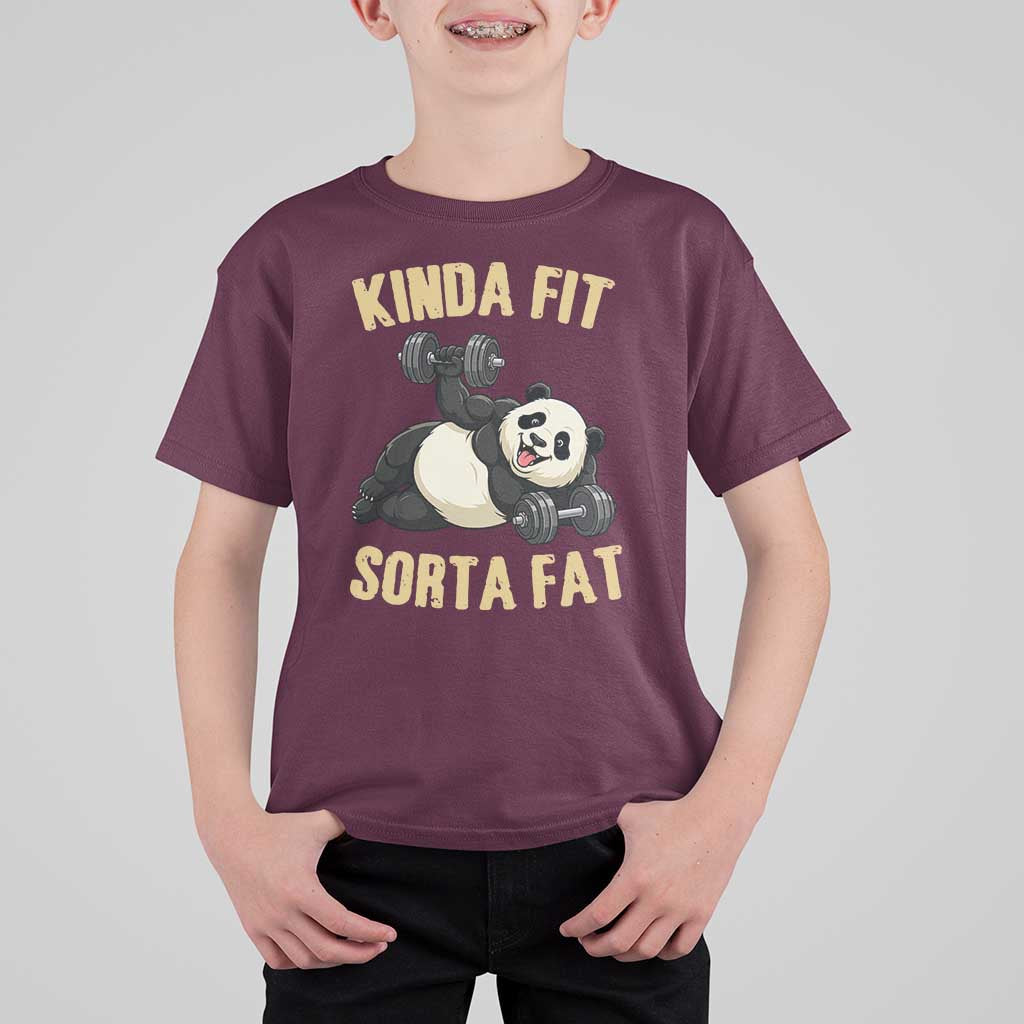 Funny Panda Weightlifting Workout T Shirt For Kid Kinda Fit Sorta Fat