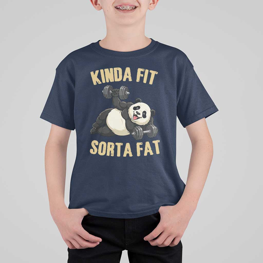 Funny Panda Weightlifting Workout T Shirt For Kid Kinda Fit Sorta Fat