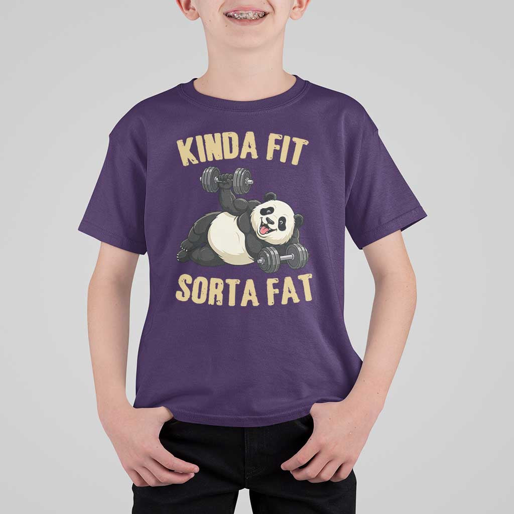Funny Panda Weightlifting Workout T Shirt For Kid Kinda Fit Sorta Fat