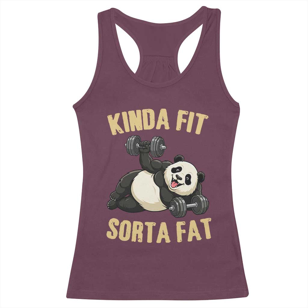Funny Panda Weightlifting Workout Racerback Tank Top Kinda Fit Sorta Fat