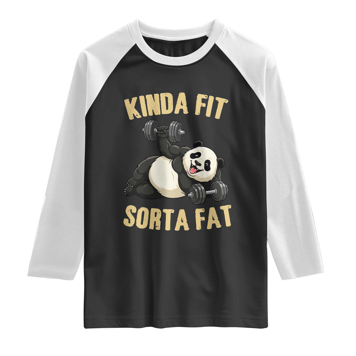 Funny Panda Weightlifting Workout Raglan Shirt Kinda Fit Sorta Fat
