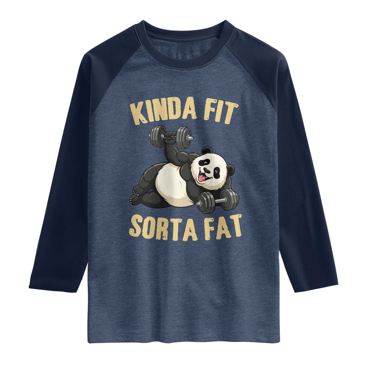 Funny Panda Weightlifting Workout Raglan Shirt Kinda Fit Sorta Fat