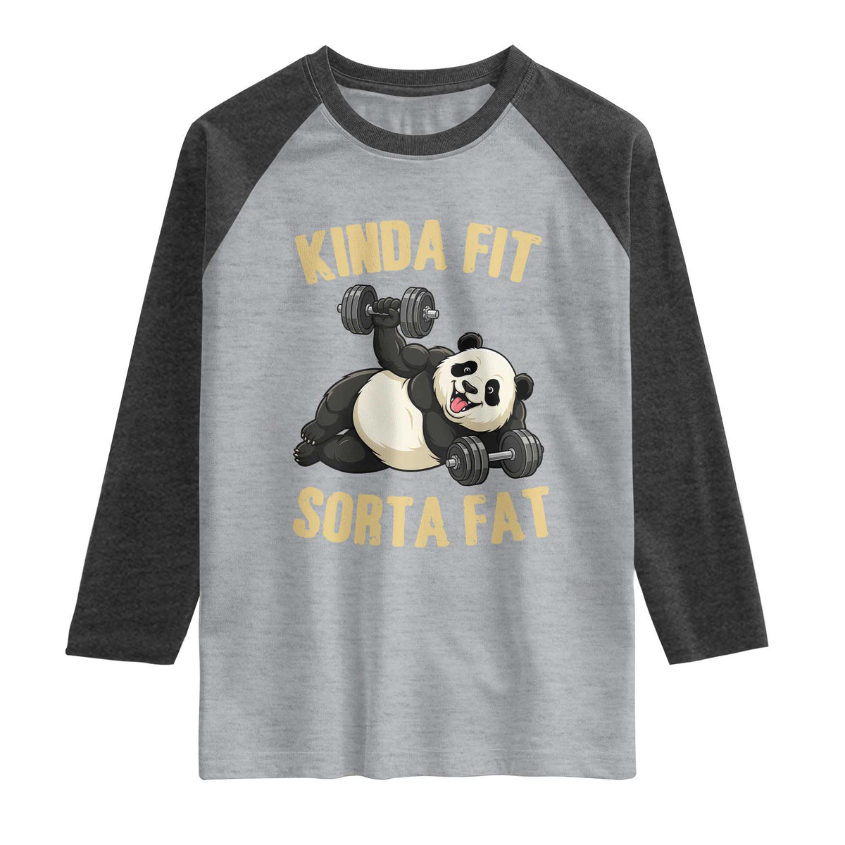 Funny Panda Weightlifting Workout Raglan Shirt Kinda Fit Sorta Fat